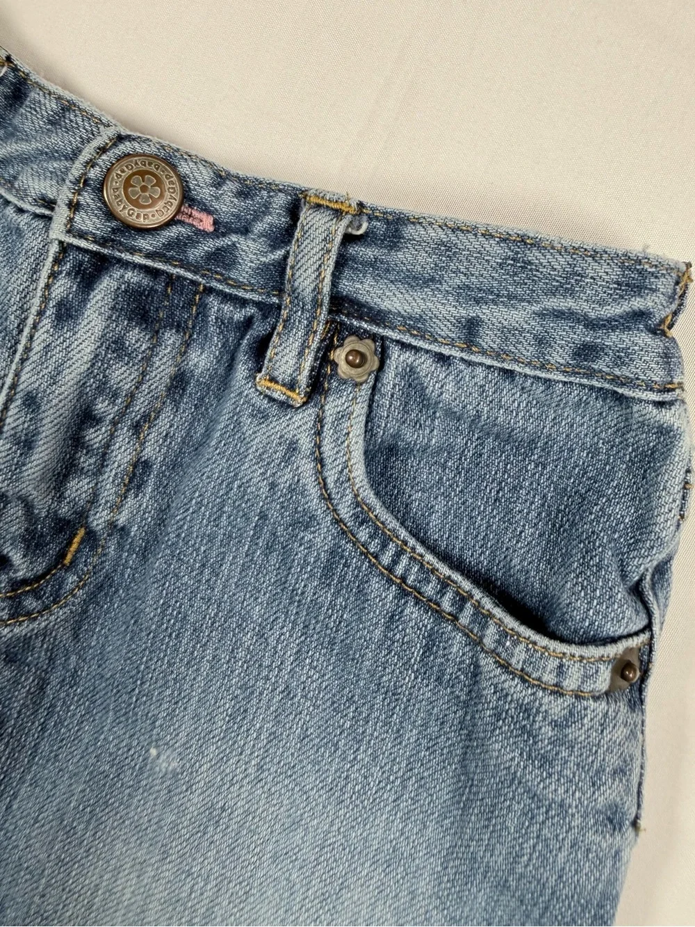 VINTAGE BABY GAP Girls Denim Mini Skirt 3T 2004 Y2K Kidcore Retro Cowgirl Boho